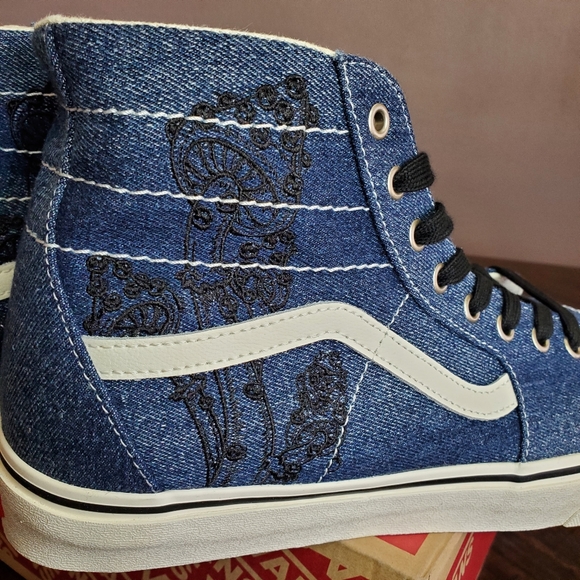 Vans Sk8-Hi Tapered Denim Embroidery Men Size 11.5, Women Size 13 - Picture 4 of 12